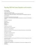 Nursing 100 Final Exam Question and answers 