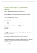 Nursing 100 Final Exam Questions and  answers 