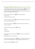 Nursing 100 Final Exam Questions and answers 