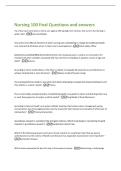 Nursing 100 final Questions and answers 