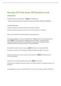 Nursing 101 final exam 100 Questions and  answers 