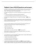 Pediatric Cancer NCLEX Questions and answers 