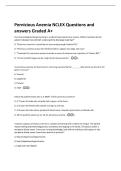 Pernicious Anemia NCLEX Questions and  answers Graded A&plus; 