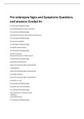 Pre-eclampsia Signs and Symptoms Questions  and answers Graded A&plus; 