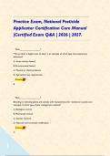 Practice Exam&comma; National Pesticide Applicator Certification Core Manual &vert;Certified Exam Q&A &vert; 2026 &vert; 2027&period;     