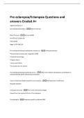 Pre-eclampsia&sol;Eclampsia Questions and  answers Graded A&plus;