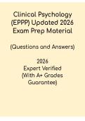 Clinical Psychology EPPP Updated 2026 Exam Prep Study Guide PDF