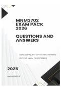 MNM3702 EXAM PACK 2026  - DETAILED QUESTIONS AND ANSWERS 