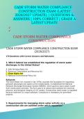 CADE STORM WATER COMPLIANCE CONSTRUCTION EXAM &lpar;LATEST 2026&sol;2027 UPDATE&rpar;&comma; &vert; QUESTIONS & ANSWERS &vert; 100&percnt; CORRECT &vert; GRADE A  LATEST  UPDATE