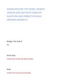 HUMAN BIOLOGY TEST EXAM 1 NEWEST VERSION 2026 2027 WITH COMPLETE QUESTIONS AND CORRECT DETAILED ANSWERS GRADED A&plus;