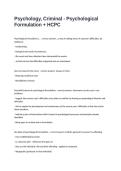 Psychology&comma; Criminal - Psychological Formulation &plus; HCPC Certification Exam Questions With 100&percnt; Verified Answer&period;