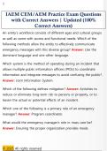 IAEM CEM&sol;AEM Practice Exam Questions  with Correct Answers &vert; Updated &lpar;100&percnt;  Correct Answers&rpar;