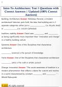 Intro To Architecture&colon; Test 1 Questions with  Correct Answers &vert; Updated &lpar;100&percnt; Correct  Answers&rpar; 