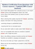 Marketo Certification Exam Questions with  Correct Answers &vert; Updated &lpar;100&percnt; Correct  Answers&rpar;