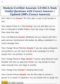 Marketo Certification Associate &lpar;MCA&rpar; exam  Questions with Correct Answers &vert; Updated  &lpar;100&percnt; Correct Answers&rpar; 