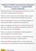 Marketo Certified Associate Exam Questions  with Correct Answers &vert; Updated &lpar;100&percnt;  Correct Answers&rpar; 