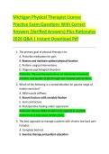 Michigan Physical Therapist License  Practice Exam Questions With Correct  Answers &lpar;Verified Answers&rpar; Plus Rationales  2026 Q&A &vert; Instant Download Pdf 