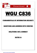 WGU C836 OA STUDY GUIDE &lpar;OVERLY INFORMATIVE&rpar; ACTUAL QUESTIONS AND CORRECT VERIFIED ANSWERS &vert; LATEST UPDATE    1&period;&Tab;CIA Triad  ANS >>  Confidentiality&comma; Integrity&comma; Availability 2&period;&Tab;Parkerian hexad  ANS >>  Where the CIA triad consists of confidenti