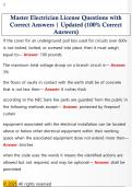 Master Electrician License Questions with  Correct Answers &vert; Updated &lpar;100&percnt; Correct  Answers&rpar;