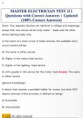 MASTER ELECTRICIAN TEST 211  Questions with Correct Answers &vert; Updated  &lpar;100&percnt; Correct Answers&rpar;