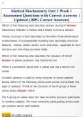 Medical Biochemistry Unit 1 Week 1  Assessment Questions with Correct Answers &vert;  Updated &lpar;100&percnt; Correct Answers&rpar; 