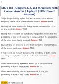 MGT 181 - Chapters 2&comma; 3&comma; and 6 Questions with  Correct Answers &vert; Updated &lpar;100&percnt; Correct  Answers&rpar; 