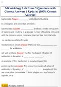 Microbiology Lab Exam 5 Questions with  Correct Answers &vert; Updated &lpar;100&percnt; Correct  Answers&rpar;