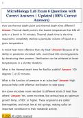 Microbiology Lab Exam 6 Questions with  Correct Answers &vert; Updated &lpar;100&percnt; Correct  Answers&rpar; 