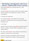 Microbiology Lab 8 Questions with Correct  Answers &vert; Updated &lpar;100&percnt; Correct Answers&rpar; 