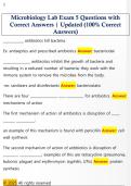 Microbiology Lab Exam 5 Questions with  Correct Answers &vert; Updated &lpar;100&percnt; Correct  Answers&rpar; 
