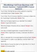 Microbiology Lab Exam Questions with  Correct Answers &vert; Updated &lpar;100&percnt; Correct  Answers&rpar;