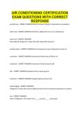 AIR CONDITIONING CERTIFICATION EXAM QUESTIONS WITH CORRECT RESPONSE