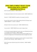 HVAC Employment Ready Exam QUESTIONS WITH CORRECT ANSWERS RATED A&plus;