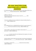 MD HVAC MASTERS EXAM QUESTIONS WITH CORRECT ANSWERS