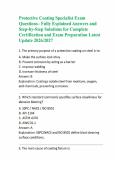 Protective Coating Specialist Exam Questions&ndash; Fully Explained Answers and Step-by-Step Solutions for Complete Certification and Exam Preparation Latest Update 2026&sol;2027