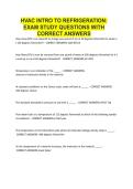 HVAC Intro To Refrigeration Exam Study QUESTIONS WITH CORRECT ANSWERS
