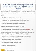 NUFT 204 Exam 1 Review Questions with  Correct Answers &vert; Updated &lpar;100&percnt; Correct  Answers&rpar; 