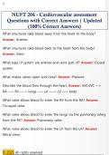 NUFT 204 - Cardiovascular assessment  Questions with Correct Answers &vert; Updated  &lpar;100&percnt; Correct Answers&rpar; 