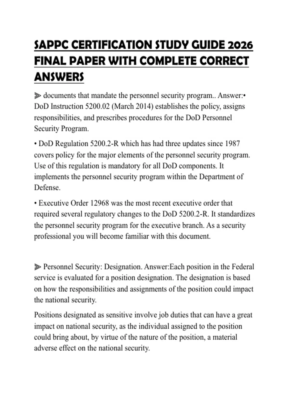 Sapc Checklist.pdf SAPPC CERTIFICATION STUDY GUIDE 2026 FINAL PAPER WITH COMPLETE CORRECT ...