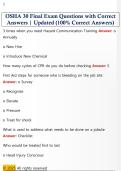 OSHA 30 Final Exam Questions with Correct  Answers &vert; Updated &lpar;100&percnt; Correct Answers&rpar; 