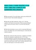 SARAH CRASH COURSE PEDIATRICS EXAM STUDY GUIDE 2026 COMPLETE Q&A GUARANTEED PASS GRADED A&plus;