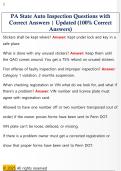 PA State Auto Inspection Questions with  Correct Answers &vert; Updated &lpar;100&percnt; Correct  Answers&rpar; 