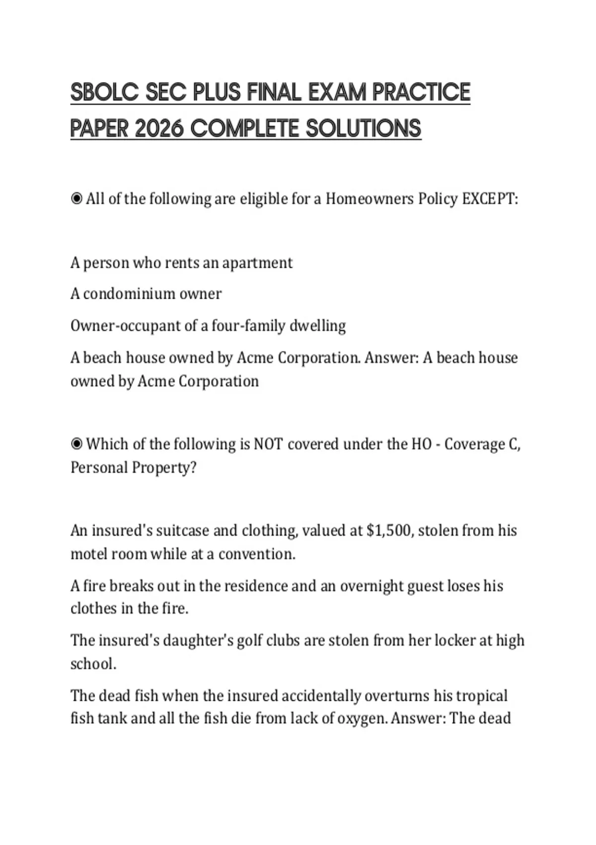 SBOLC SEC PLUS FINAL EXAM PRACTICE PAPER 2026 COMPLETE SOLUTIONS ...