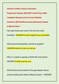 Victoria Forklift License Final Exam  Preparation Newest 2026-2027 Actual Exam With  Complete Questions And Correct Detailed  Answers &lpar;100&percnt;Verified Answers&rpar;&vert;&vert;Already Graded  A&plus;&vert;Brand New&excl;&excl; 