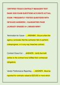 CERTIFIED TEXAS CONTRACT MANAGER TEST  BANK 2026 EXAM QUESTIONS ACCURATE ACTUAL  EXAM &sol; FREQUENTLY TESTED QUESTIONS WITH  DETAILED ANSWERS &vert;  GUARANTEED PASS  &vert;ALREADY GRADED A&plus; &vert; BRAND NEW&excl;&excl;