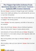 Peer Support Specialist &lpar;Arkansas Exam  Questions&rpar; Questions with Correct Answers &vert;  Updated &lpar;100&percnt; Correct Answers&rpar; 