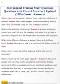 Peer Support Training Study Questions  Questions with Correct Answers &vert; Updated  &lpar;100&percnt; Correct Answers&rpar; 