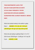 TEXAS WASTEWATER CLASS A TEST  2026-2027 EXAM QUESTIONS ACCURATE  ACTUAL EXAM &sol; FREQUENTLY TESTED  QUESTIONS WITH DETAILED ANSWERS &vert;  GUARANTEED PASS &vert; ALREADY GRADED A&plus; &vert;BRAND  NEW&excl;&excl;