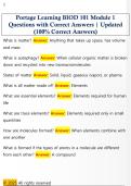Portage Learning BIOD 101 Module 1  Questions with Correct Answers &vert; Updated  &lpar;100&percnt; Correct Answers&rpar; 
