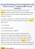 Portage Microbiology Exam &num;5 Questions with  Correct Answers &vert; Updated &lpar;100&percnt; Correct  Answers&rpar;